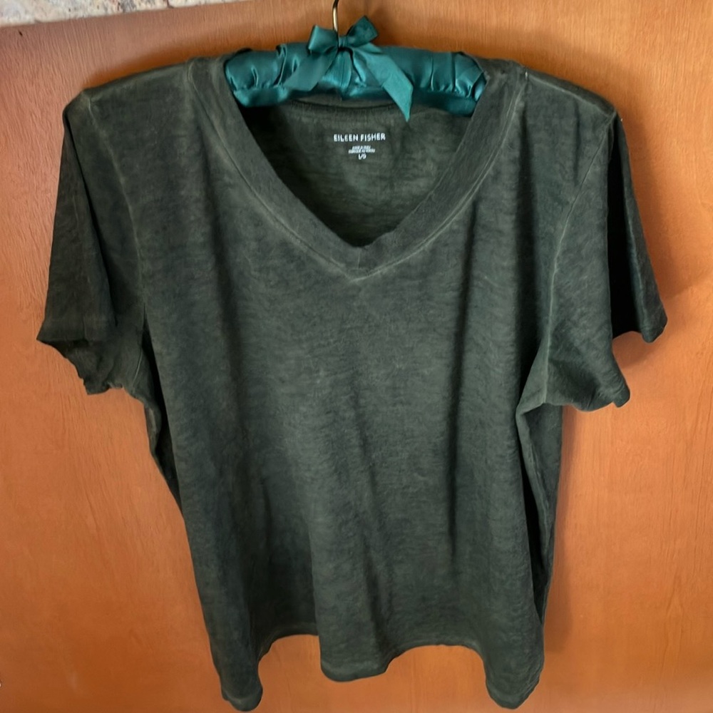 Eileen Fisher Green Boxy Short Sleeve T-Shirt